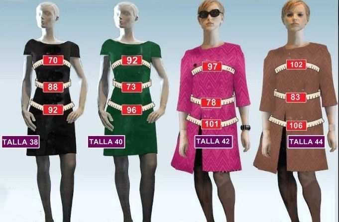 mannequin sizes 38 to 44