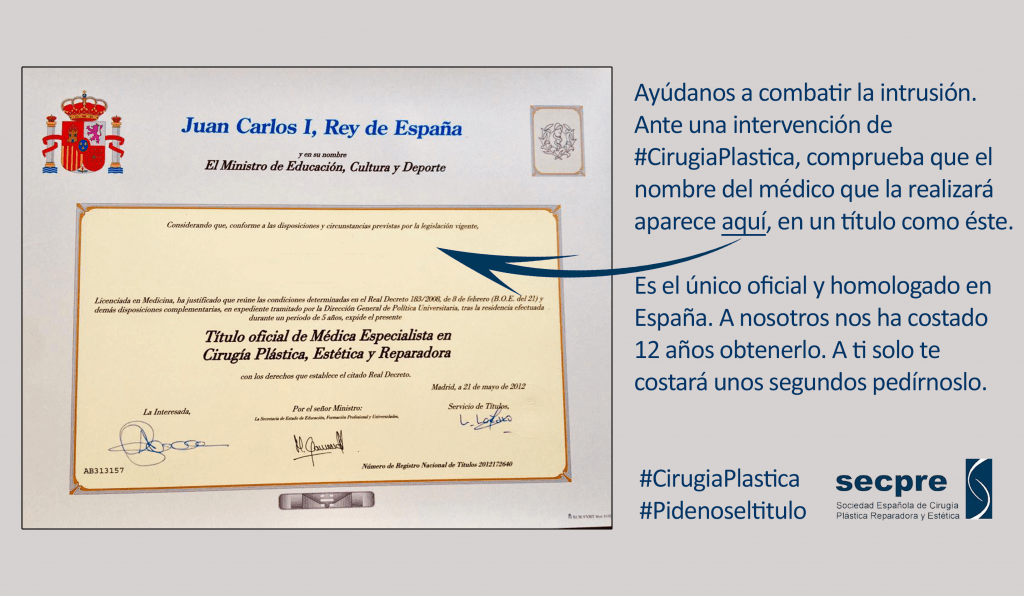 Títol Especialista en Cirurgia Plàstica, Estètica i Reparadora 